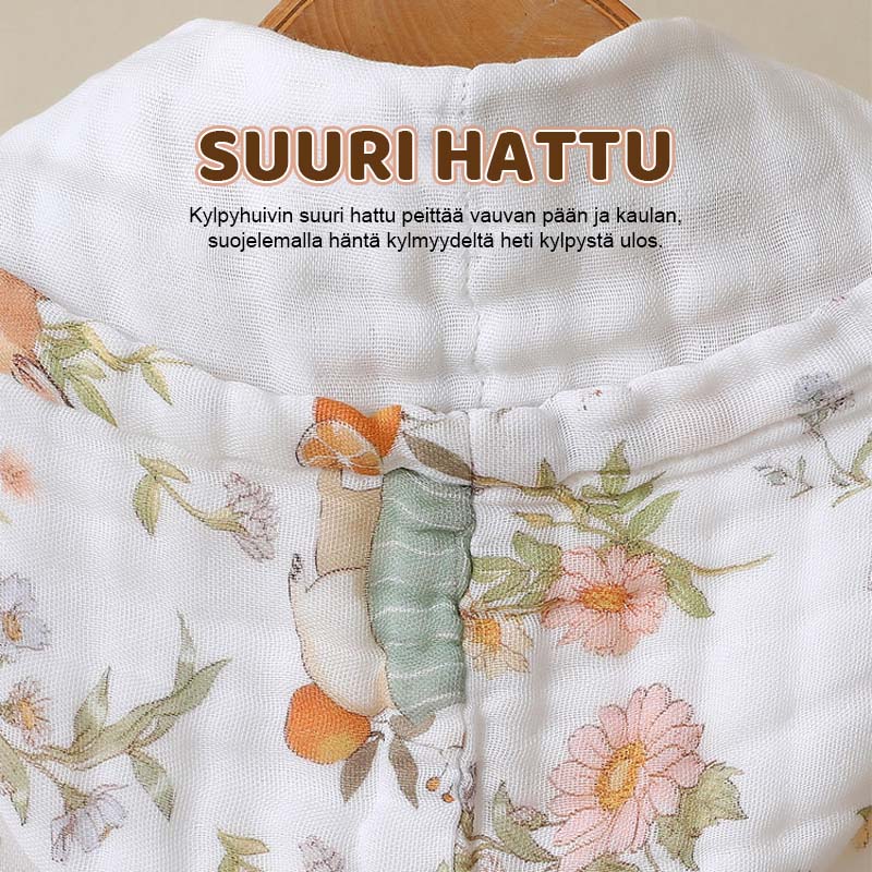 Lasten hupullinen sideharsokangaskylpypyyhe