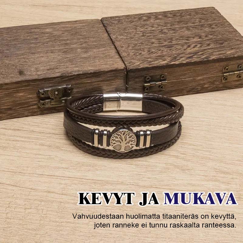 đłđȘ ElĂ€mĂ€npuu-Nahkaranneke Miehille â KestĂ€vĂ€ TitaaniterĂ€s, Kiillotettu Viimeistely, Punk-Tyyli âš
