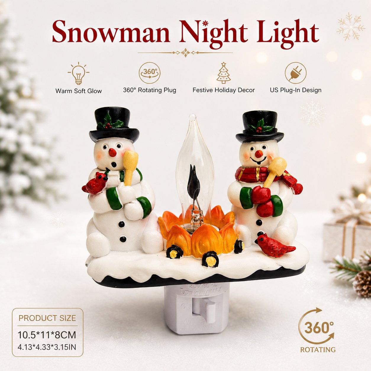 โ๏ธ Breng Direct Kerstmagie in Huis! โ Sneeuwman Openhaard Stopcontact Nachtlampje