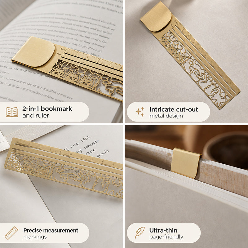 ๐พ Elevate Your Reading: Exquisite Hollow-Out Cat Bookmark Ruler ๐