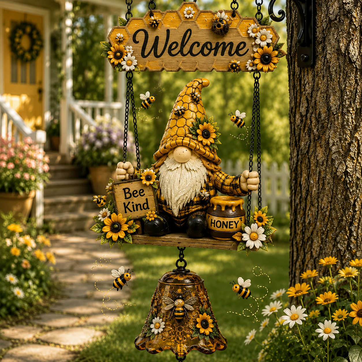 🌼 Rustieke Wanddecoratie met Vintage Bel — Dé blikvanger voor de tuin! 🔔
