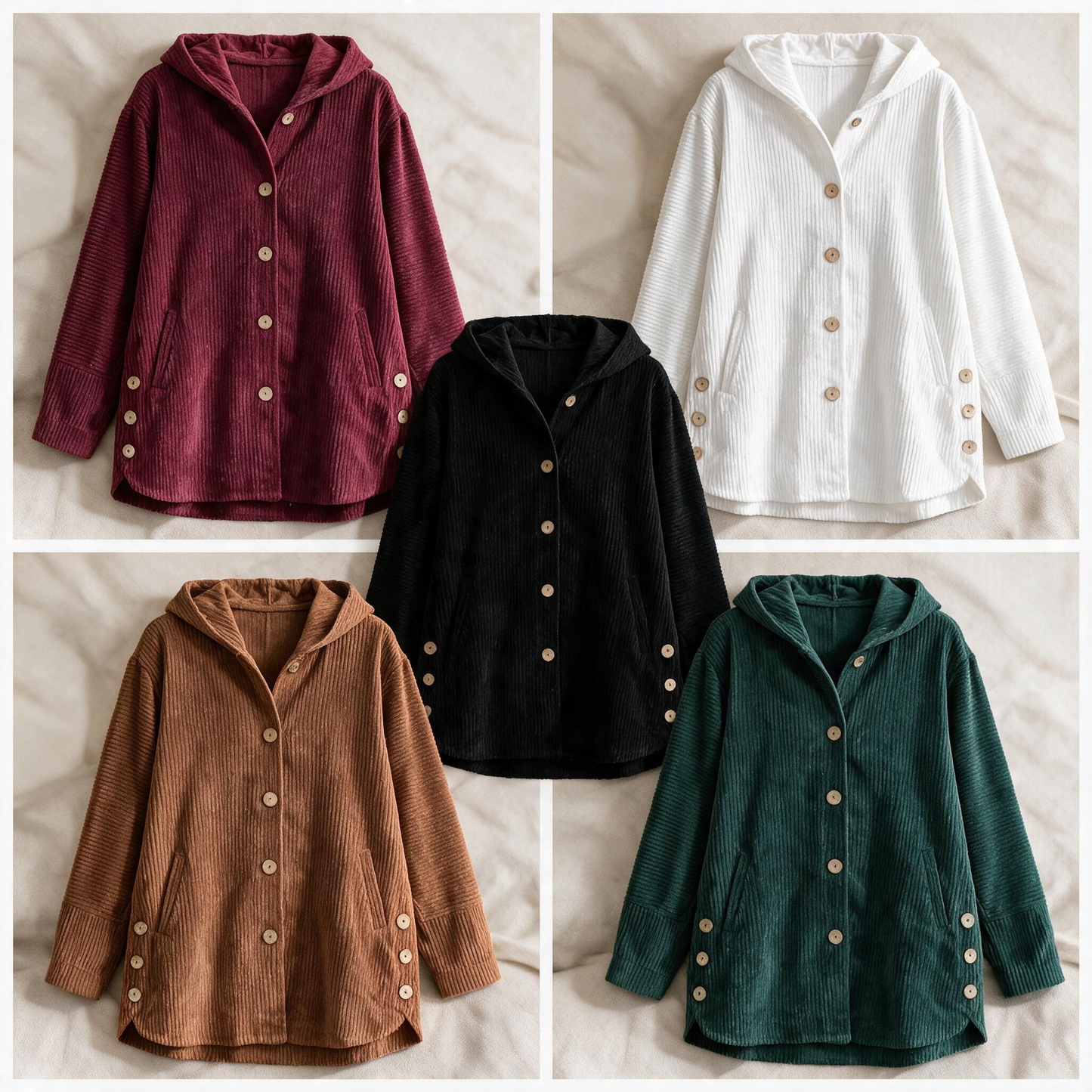 ๐งฅ Geniet van de Herfst: Heerlijk Warme & Stijlvolle Corduroy Jas met Capuchon ๐