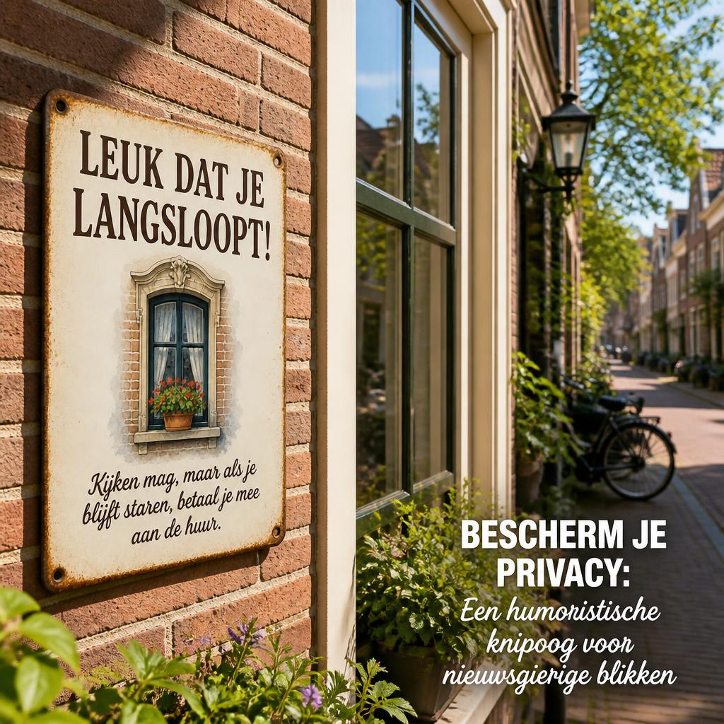 "Kijken Mag, Staren Kost Huur!" 💸 Grappig Vintage Privacy Bord