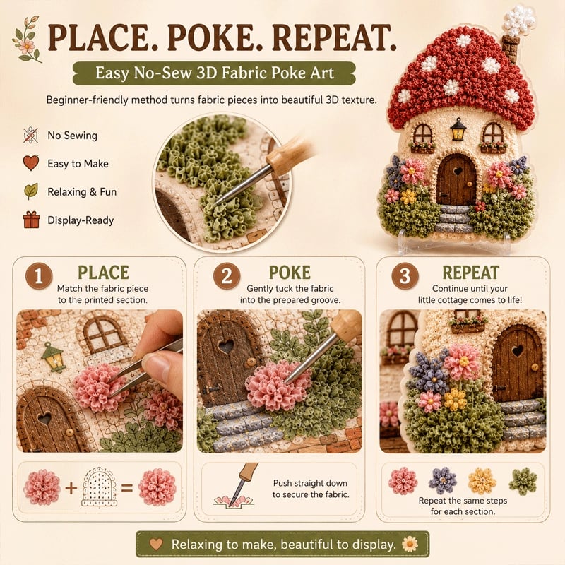🏡 Geen ervaring of naaiwerk nodig! Prik & ontspan je eigen 3D Sprookjesdorp 🌸