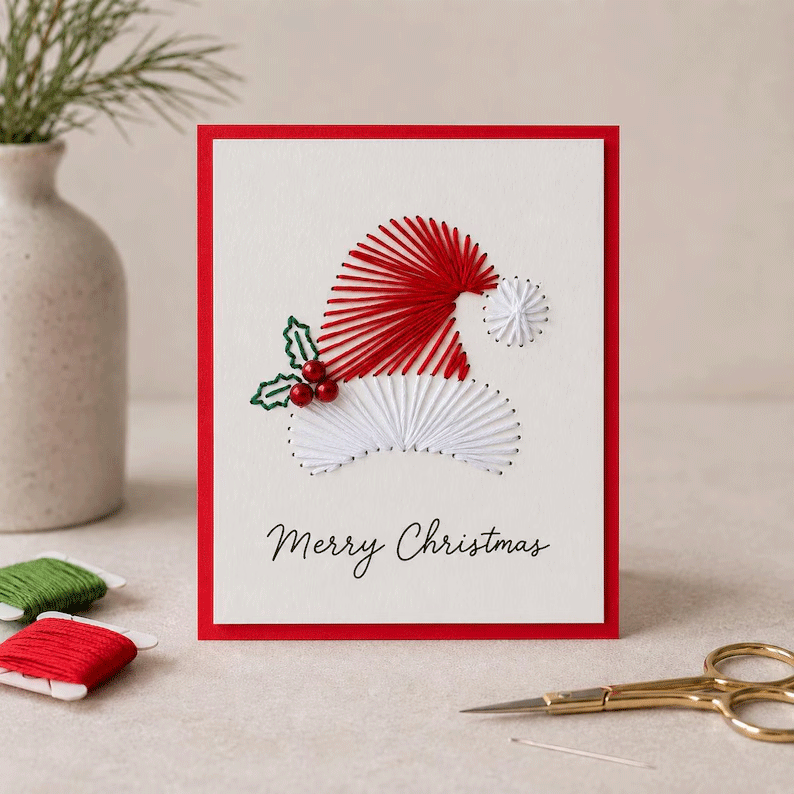Maak Je Eigen Unieke Kerstkaarten 🎄 Complete DIY Borduurset voor Ontspannende Winteravonden