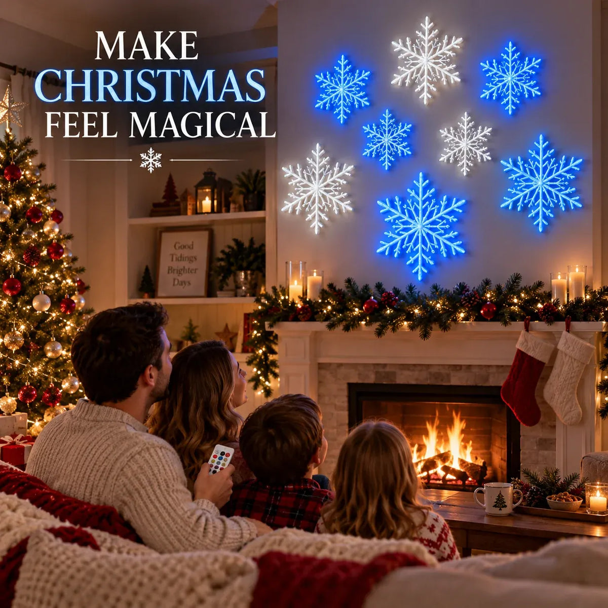 ❄️ Magische 3D Sneeuwvlok LED Wandlamp – Breng Direct Kerstsfeer & Warmte in Huis ✨ (Met Remote)