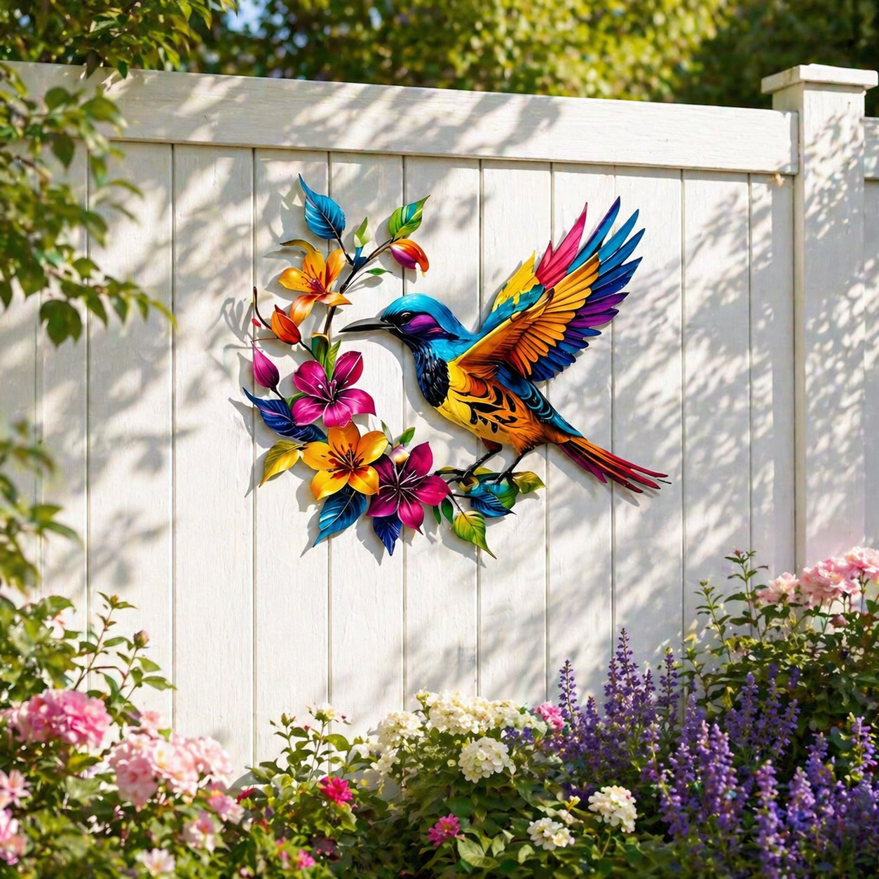 Maak je tuin extra gezellig met deze kleurrijke kolibrie die stormvast aan elke muur schittert 🌸