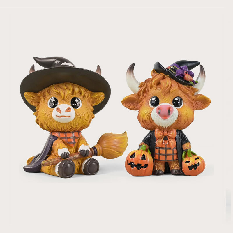 🎃 Halloween Highland Cow - söpö helmiöpöytäkoriste 🐮