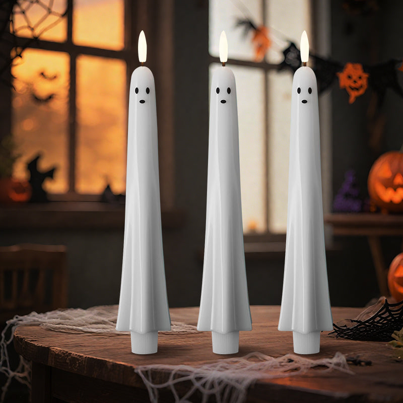 🎃👻 Kauko-ohjattava Halloween-kynttilä 3D Liekillä | Turvallinen & Sähkökynttilä Lapsille | Kummituksen Koriste 👻🎃