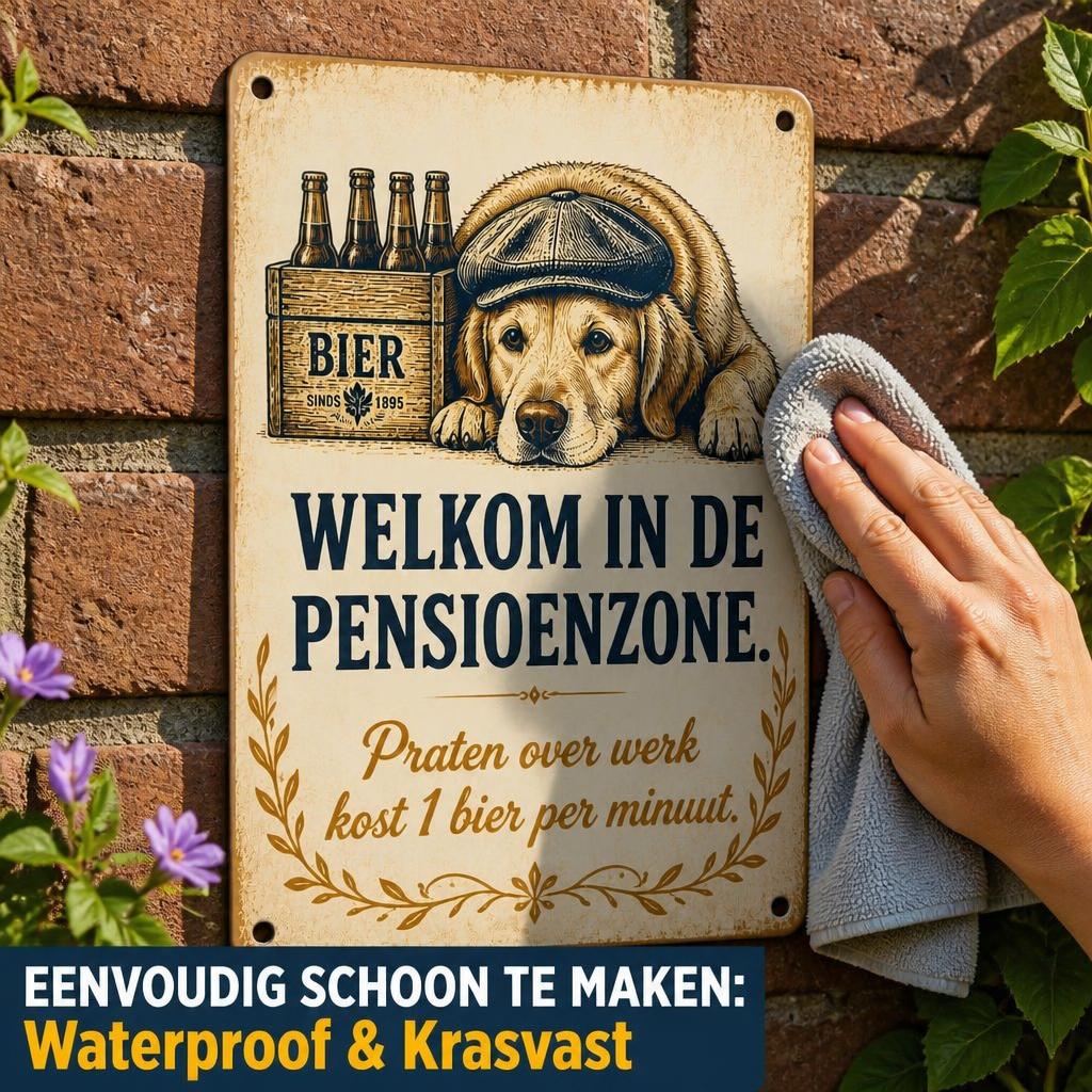 Metalen Bord "Pensioenzone" – Praten Over Werk Kost 1 Bier Per Minuut! 🍺