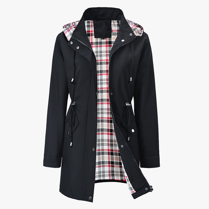 🌧️✨ Vedenkestävä Trench-koveralli Naisille – Laadukas, Ruudullinen Sisäpuoli, Eleganssi✨🧥