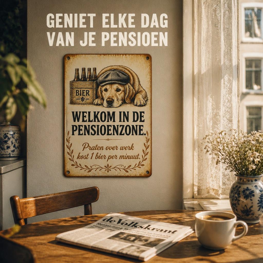 Metalen Bord "Pensioenzone" – Praten Over Werk Kost 1 Bier Per Minuut! 🍺