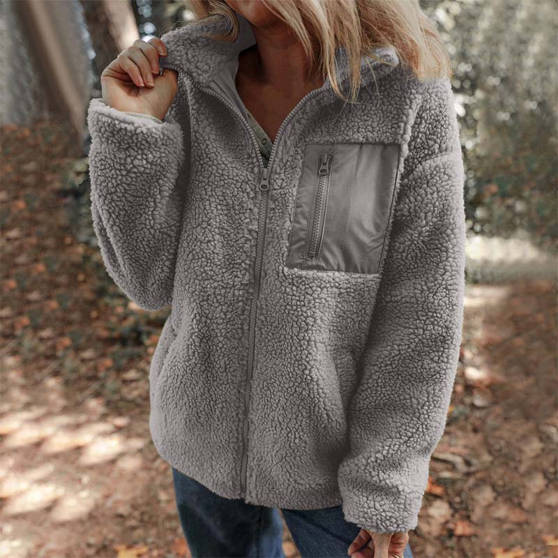 Naisten Lämmin & Tyylikäs Fleece-Takki Vetoketjulla