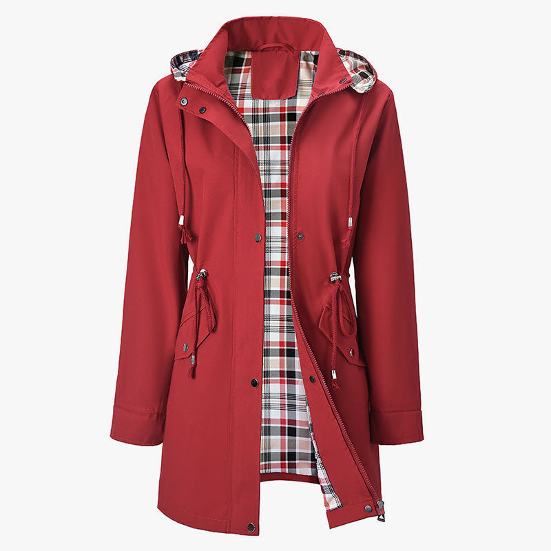 🌧️✨ Vedenkestävä Trench-koveralli Naisille – Laadukas, Ruudullinen Sisäpuoli, Eleganssi✨🧥