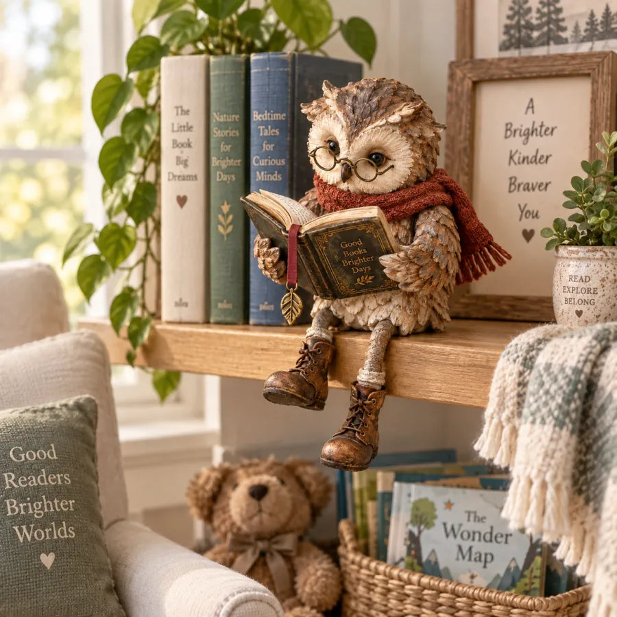 🦉 Maak Je Leeshoekje Gezellig: Betoverend Lezende Uil Beeldje