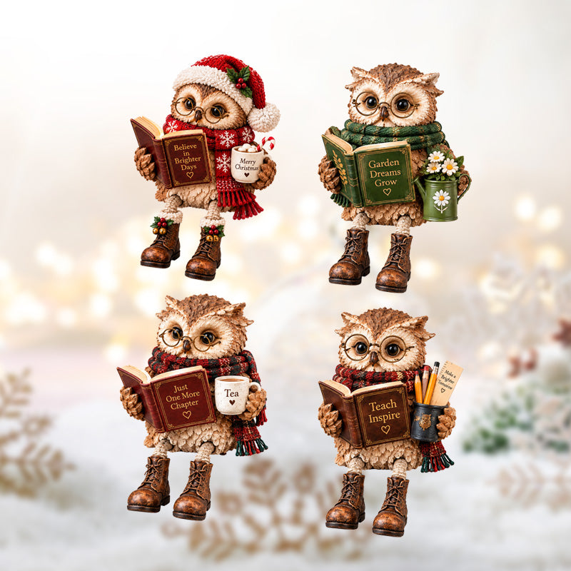 🦉 Lezende Uil Decoratie - Sfeervol & Hartverwarmend Beeldje voor de Perfecte Leeshoek & Cadeau 📖
