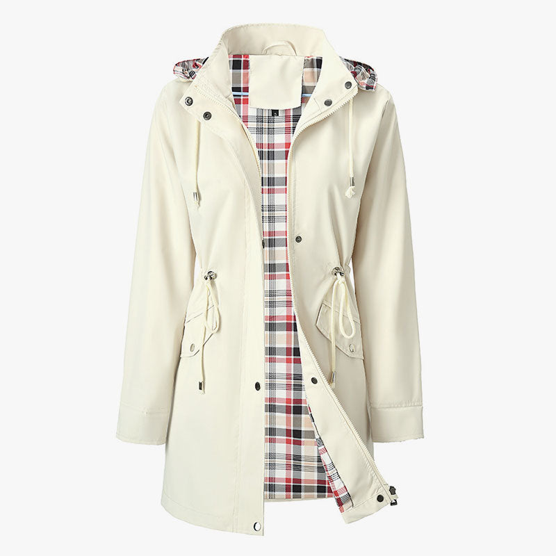 🌧️✨ Vedenkestävä Trench-koveralli Naisille – Laadukas, Ruudullinen Sisäpuoli, Eleganssi✨🧥