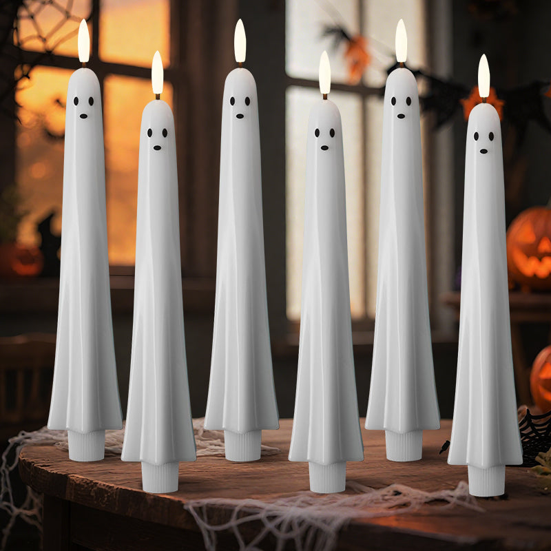 🎃👻 Kauko-ohjattava Halloween-kynttilä 3D Liekillä | Turvallinen & Sähkökynttilä Lapsille | Kummituksen Koriste 👻🎃