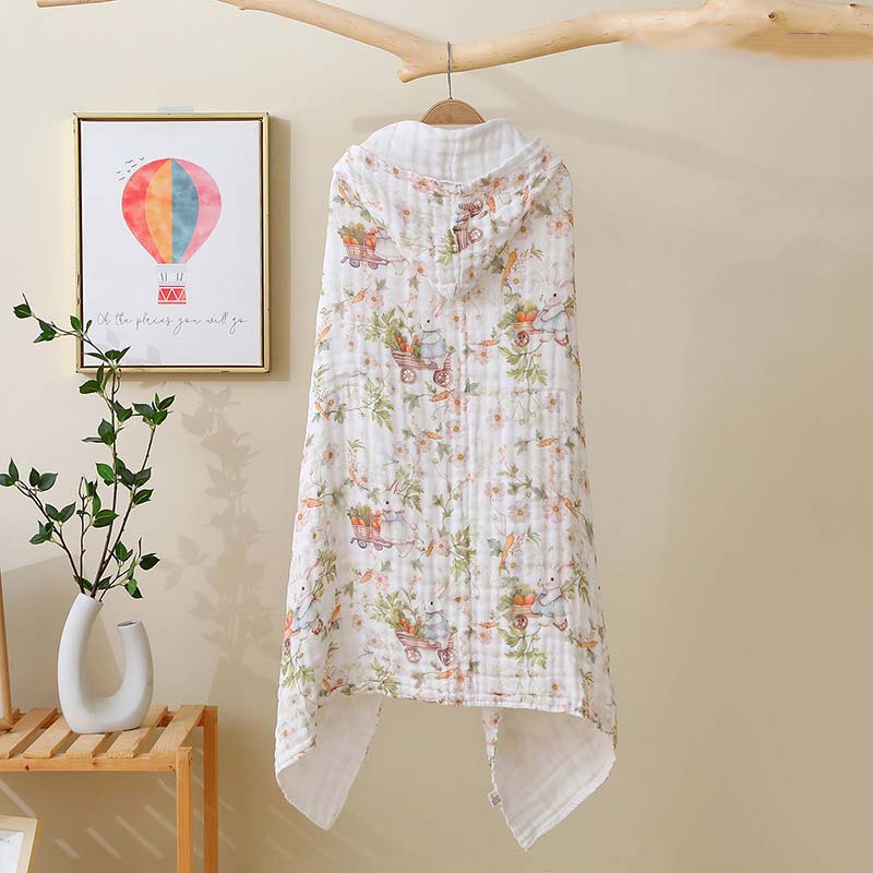 Lasten hupullinen sideharsokangaskylpypyyhe
