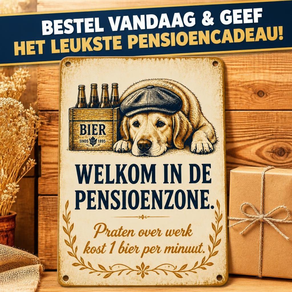 Metalen Bord "Pensioenzone" – Praten Over Werk Kost 1 Bier Per Minuut! 🍺