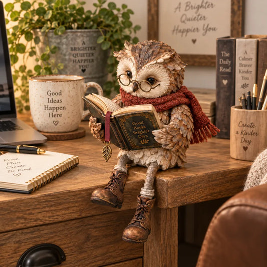 🦉 Maak Je Leeshoekje Gezellig: Betoverend Lezende Uil Beeldje