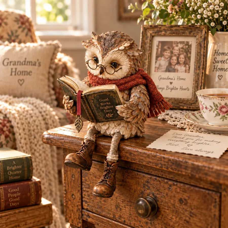 🦉 Maak Je Leeshoekje Gezellig: Betoverend Lezende Uil Beeldje