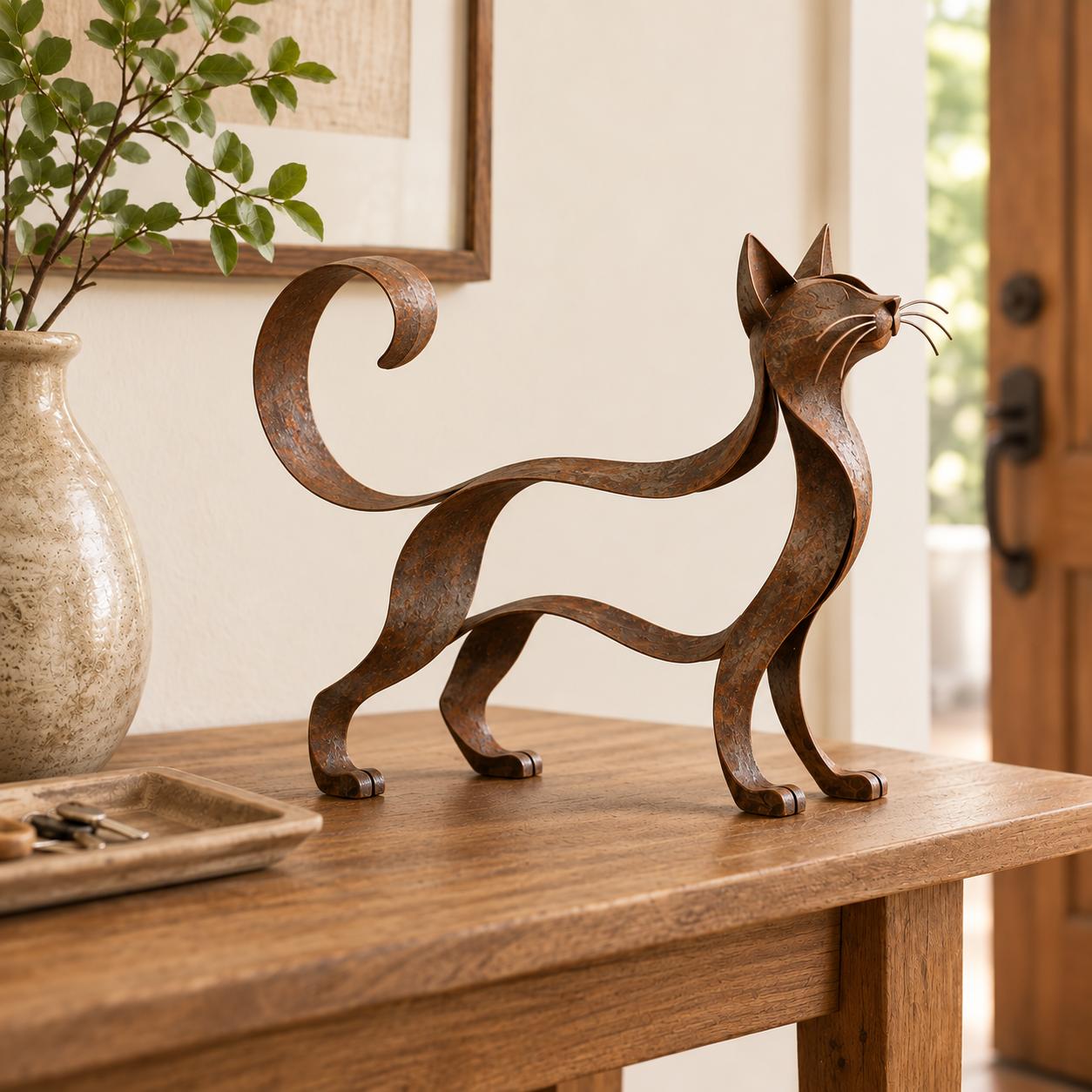 🐱✨ Elegant Metalen Maine Coon Beeldje – Sfeervolle Kattenkunst voor in Huis 🏡