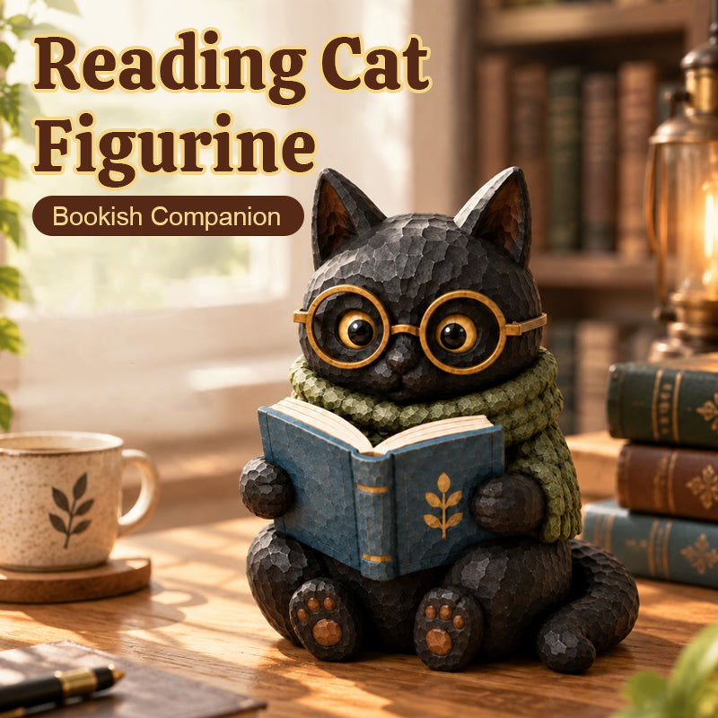🐱 Lezende Kat Figuur – Het Perfecte Maatje voor Jouw Gezellige Boekenhoek 📚