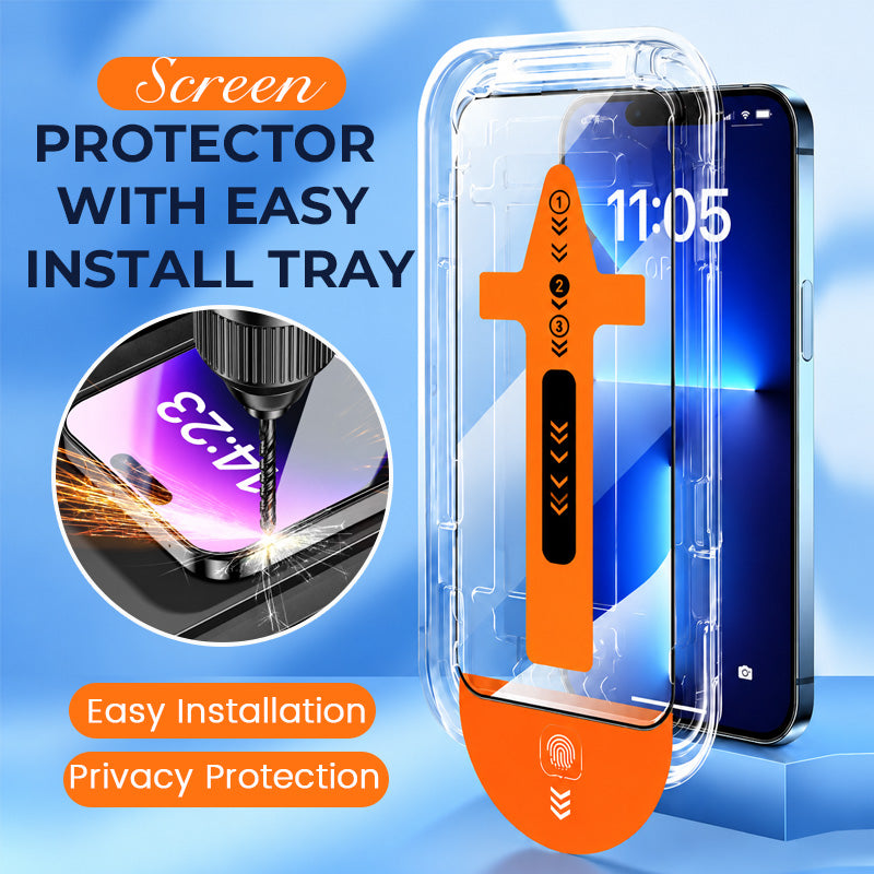 📱 Screen Protector met Installatietray – Privacy & HD Glas, In 5 Seconden Perfect Zonder Bubbels! 🔒