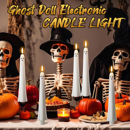 🎃👻 Kauko-ohjattava Halloween-kynttilä 3D Liekillä | Turvallinen & Sähkökynttilä Lapsille | Kummituksen Koriste 👻🎃