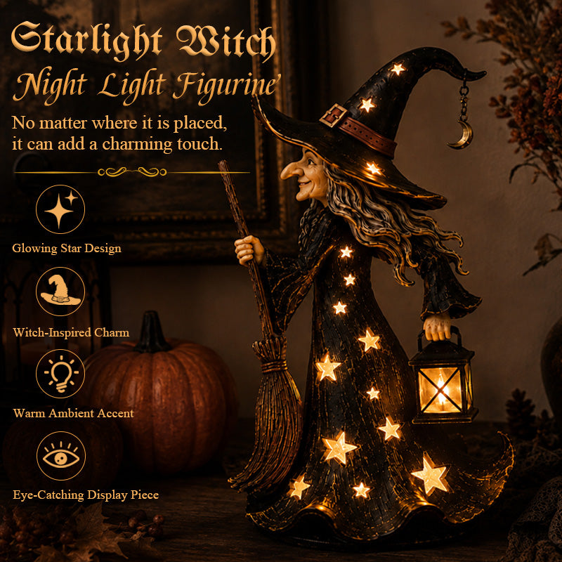 🌙 Magische Starlight Heksen Nachtlamp | Sfeervolle Herfst & Halloween Decoratie