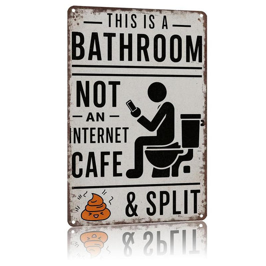 😂 Vintage Metalen Bord Toilet – Geen Internetcafé – Hét Cadeau voor Telefoonverslaafden 🚽