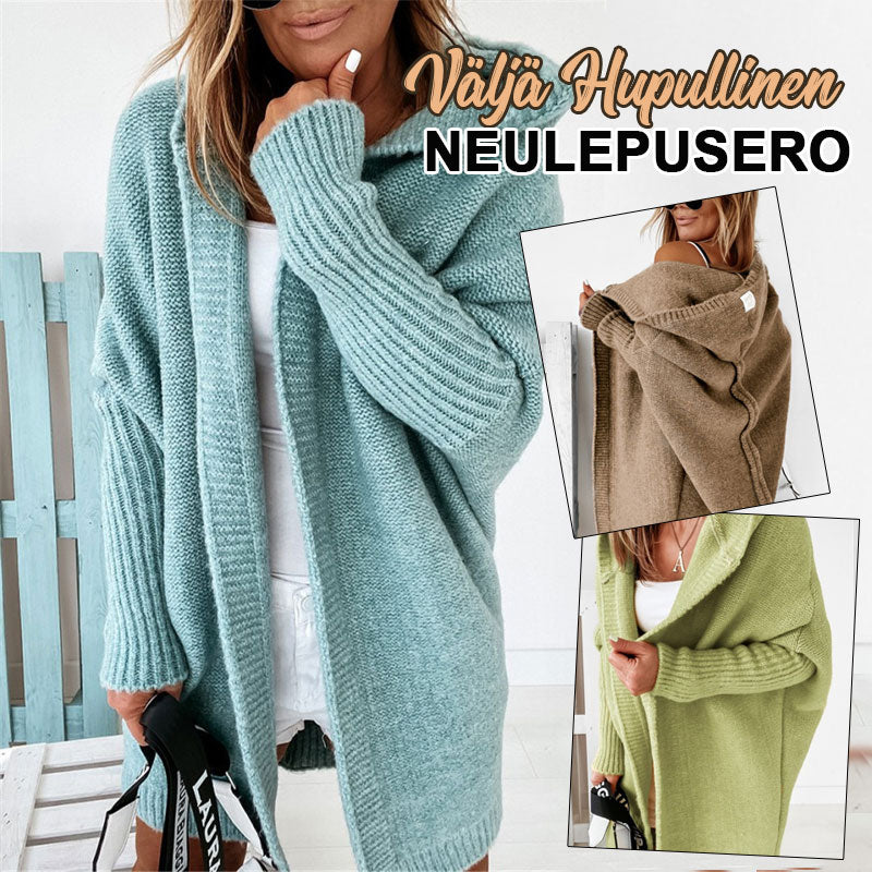 Väljä Hupullinen Neulepusero