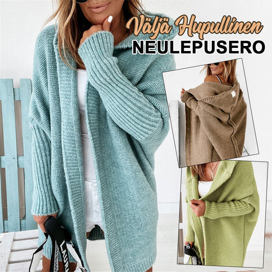 Väljä Hupullinen Neulepusero