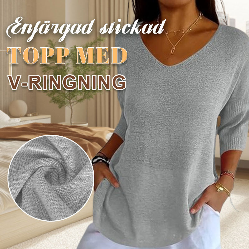 🌟💫 Yksivärinen Neuletoppi V-pääntiellä — Kevyt & Ihoystävällinen 💖