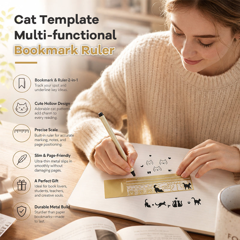 🐾 Elevate Your Reading: Exquisite Hollow-Out Cat Bookmark Ruler 📖
