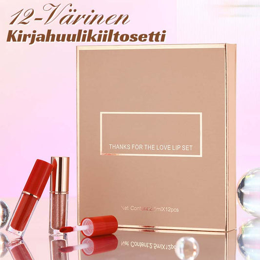🌸 12-Värinen Kirjahuulikiiltosetti