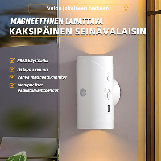 💡 Magneettinen Ladattava Kaksipäinen Seinävalaisin | Älykäs & Energiatehokas Kotivalaistus