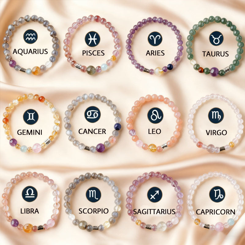 ✨ Henkilökohtainen Horoskooppirannekoru | Aito Luonnonkristalli Energiatasapainottaja 🌌 Täydellinen Lahja 💖