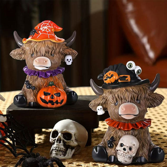 🖤 Skotlannin Ylämaanlehmä - Aito Halloween-koriste Pöydälle ja Ovelle 🎃🐮