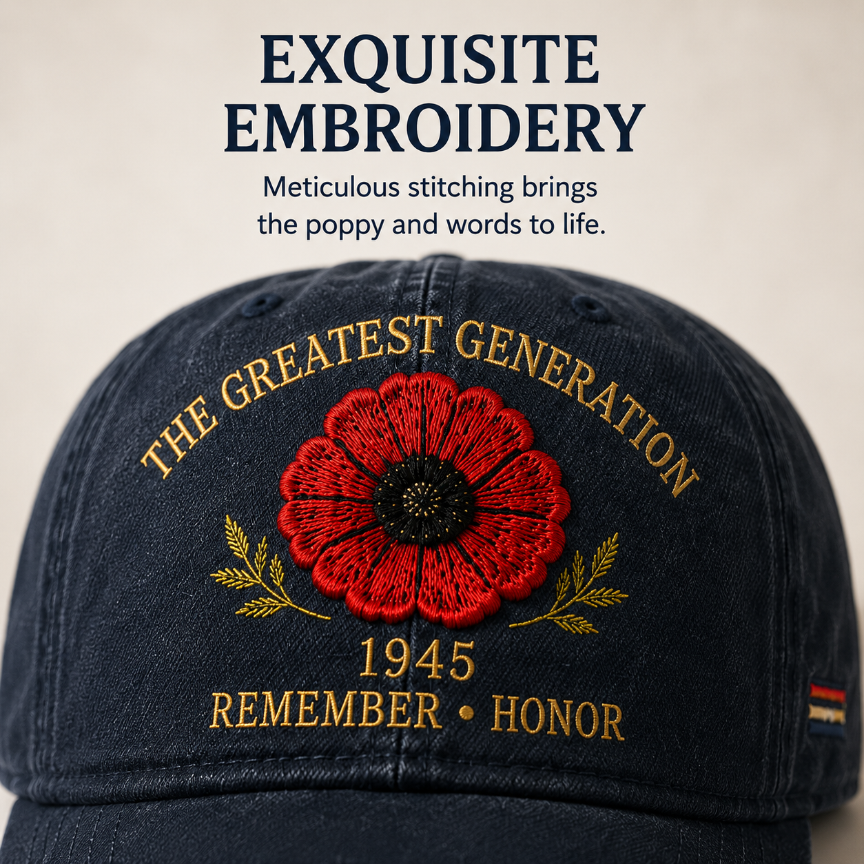 🎖️ Eerbetoon Aan Onze Helden | 1945 Herdenkingspet Met Rode Klaproos 🌺