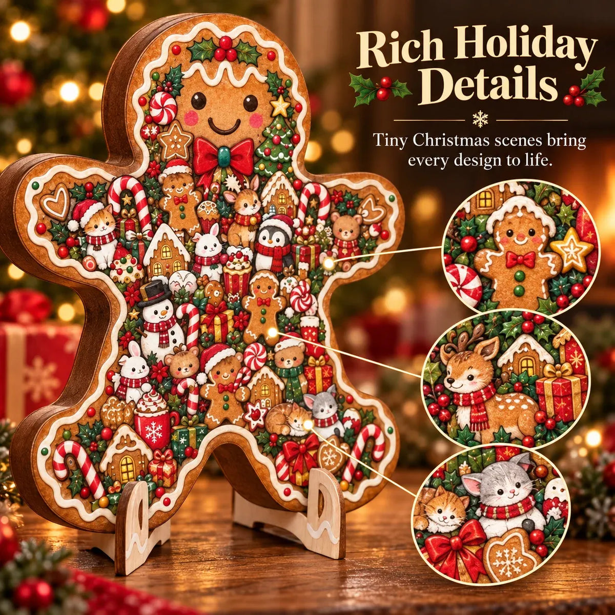 🎄 Bouw Je Eigen Kerstmagie! 3D Houten Kerstpuzzel met Standaard