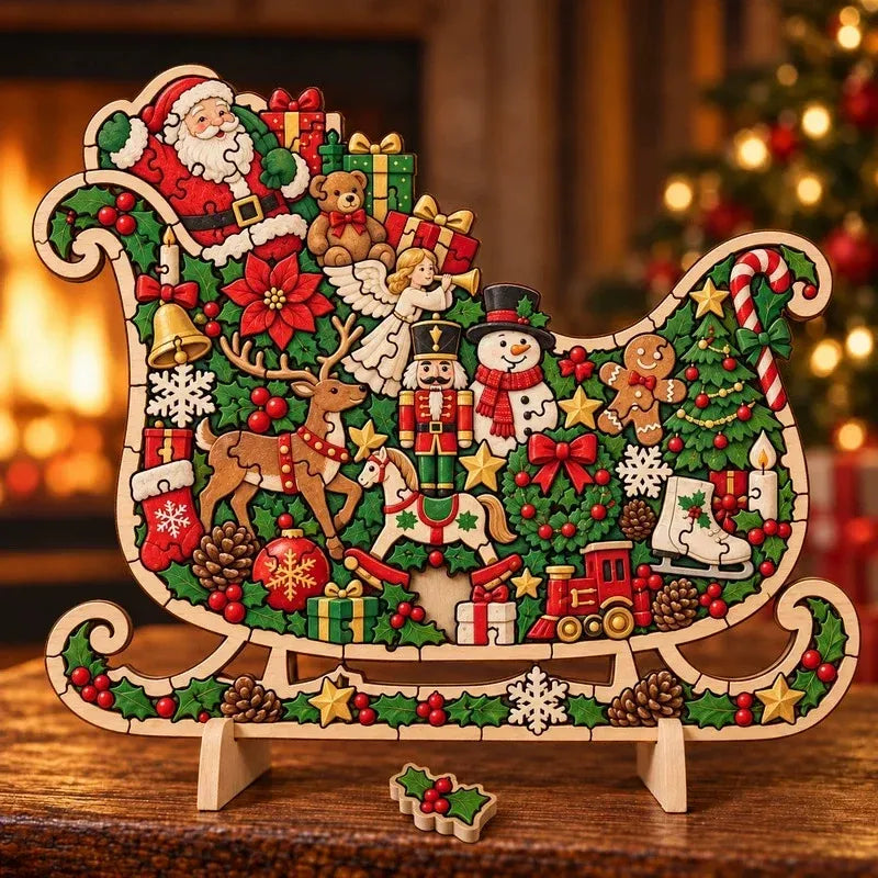 🎄 Bouw Je Eigen Kerstmagie! 3D Houten Kerstpuzzel met Standaard