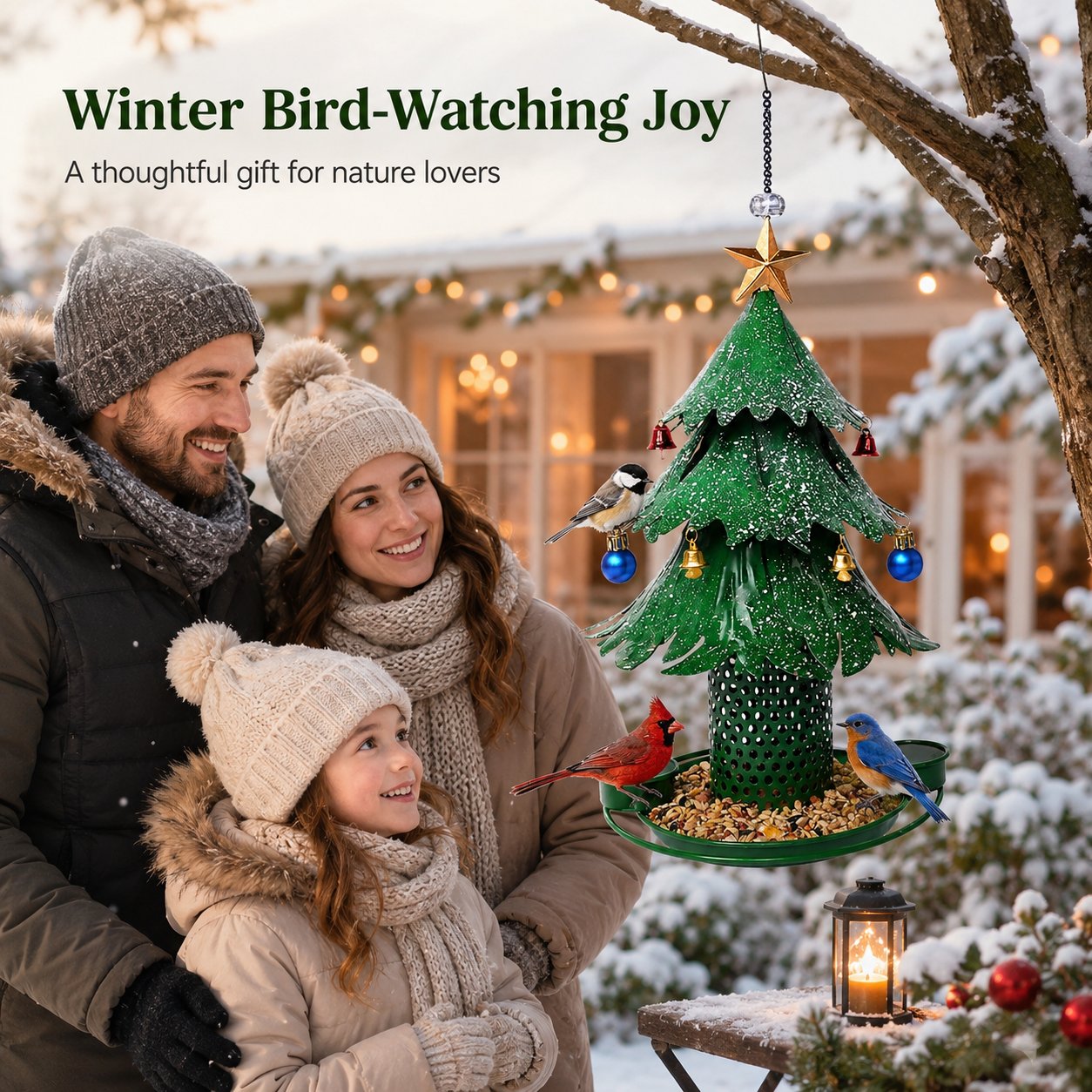 ✨ Breng wintermagie voor je raam: Luxe kerstboom vogelvoederbak met echt klokkenspel! 🐦
