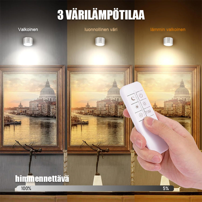 Langaton Seinävalaisin Ilman Asennusta | 3 Väriä & Säädettävä Kirkkus | Olohuone, Makuuhuone