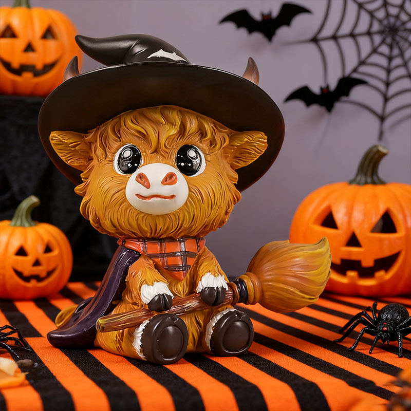 🎃 Halloween Highland Cow - söpö helmiöpöytäkoriste 🐮