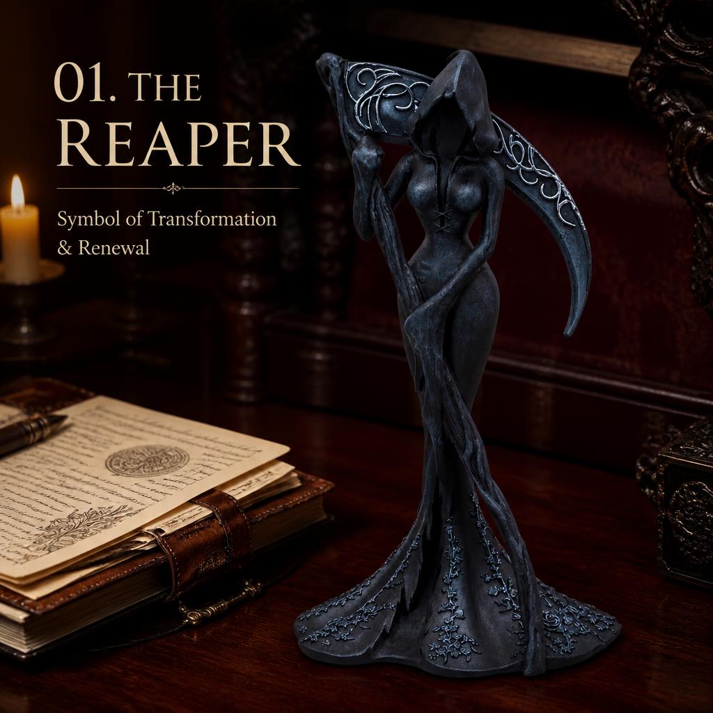 🗡️ Exclusieve Gothic Beeldjes Collectie – Duistere Elegantie voor Bureau & Boekenplank 🔮