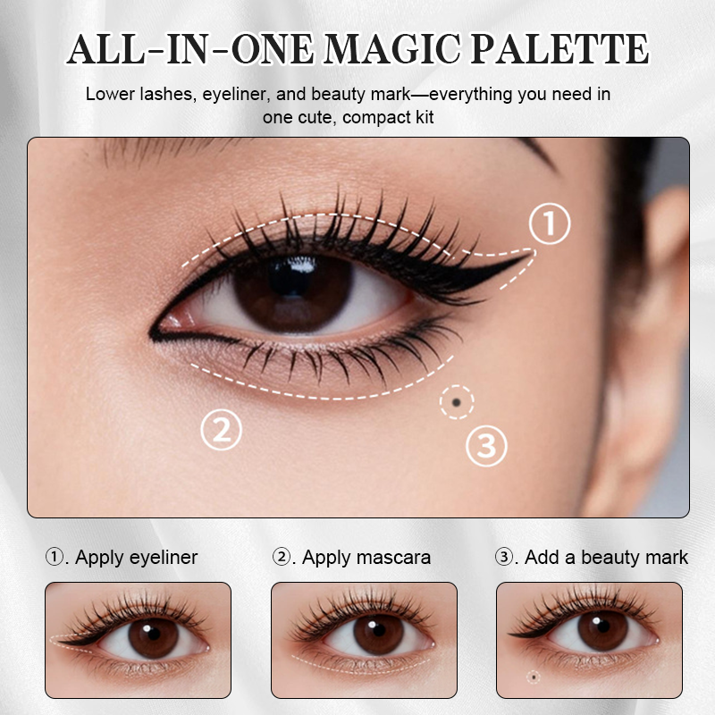 🤩 Geen Trillende Handen Meer! 3-in-1 Waterproof Oogmake-Up Stamp Kit (Onderwimpers & Eyeliner)