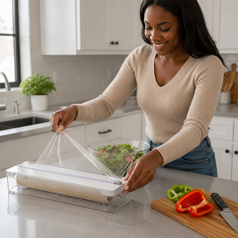 ✂️ Nooit meer gedoe met plakkende folie! Smarte Folie Dispenser met Mes 🍳