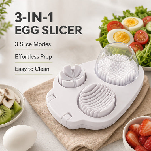 🍳 Nooit meer kruimelig eigeel! De 3-in-1 eiersnijder voor perfecte plakjes & blokjes ✨